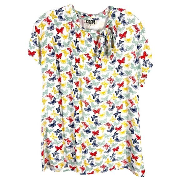 Circus by Sam Edelman Plus Size 20 Top Butterfly All Over Print‎ Tie Neck 866 - Picture 1 of 9